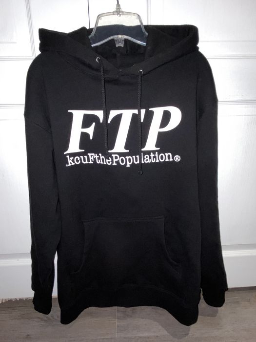 Fuck The Population FTP OG LOGO KCUF THE POPULATION PULLOVER HOODIE BLACK