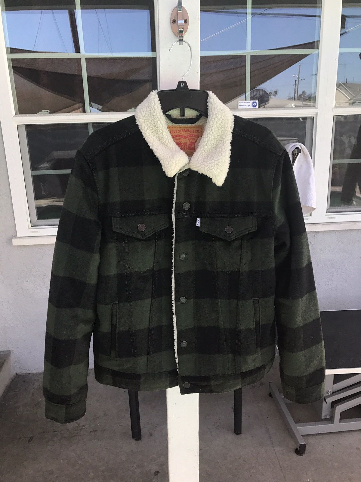 Levi's buffalo plaid outlet flannel sherpa trucker jacket