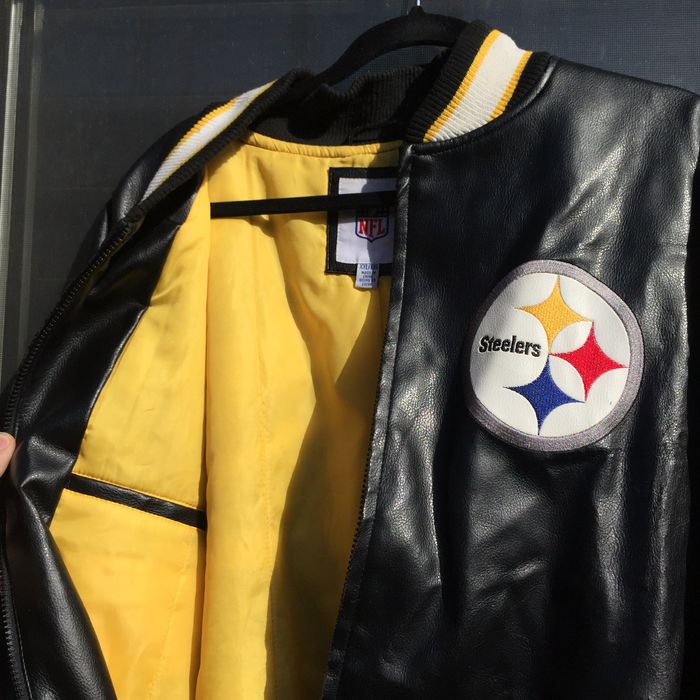 NFL Pittsburgh Steelers Logo Vintage Leather Jacket For Men And