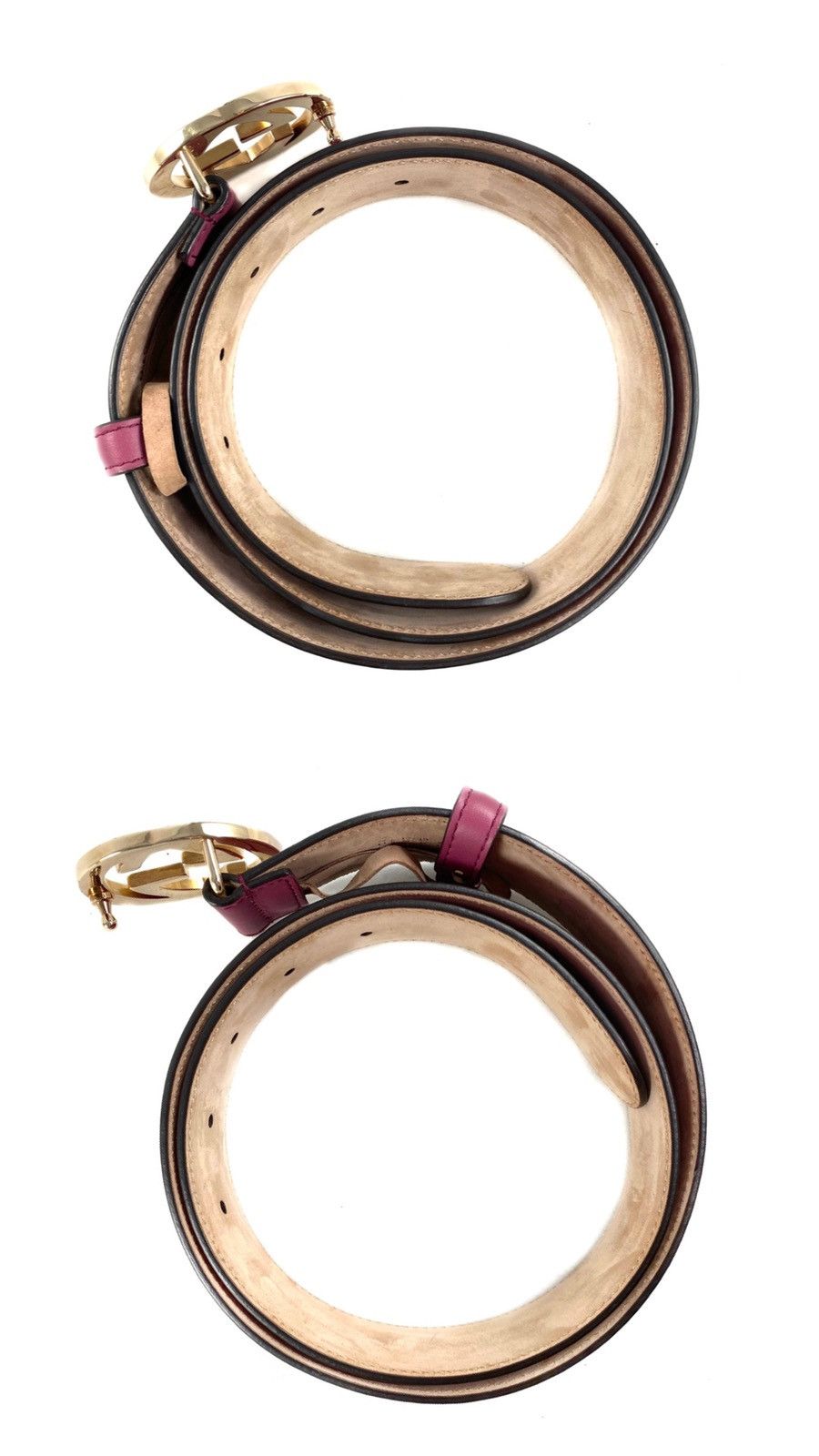 Gucci GUCCI LEATHER PINK ROSE BELT Gg GOLD Interlocking BUCKLE Size 30 - 3 Thumbnail
