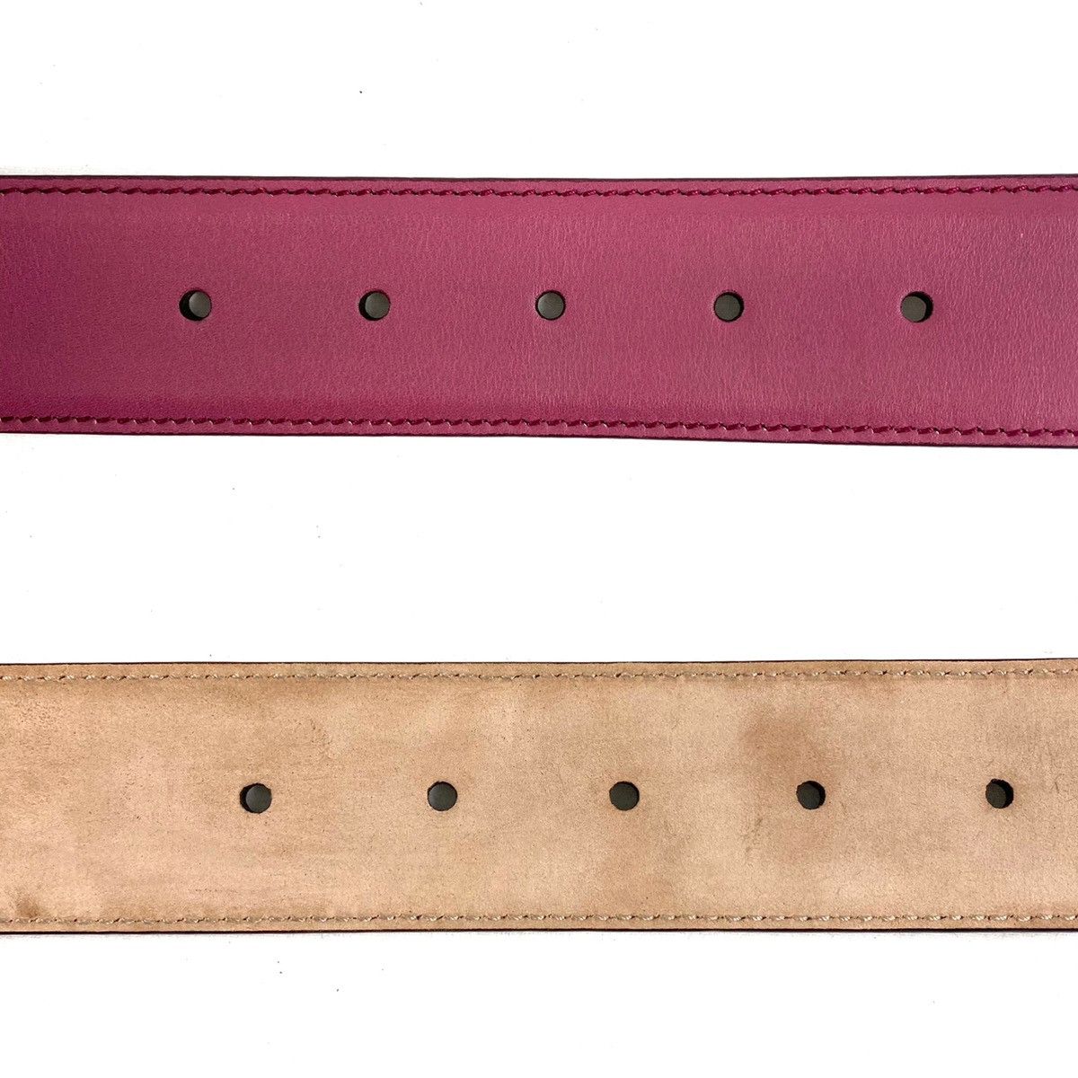 Gucci GUCCI LEATHER PINK ROSE BELT Gg GOLD Interlocking BUCKLE Size 30 - 5 Thumbnail