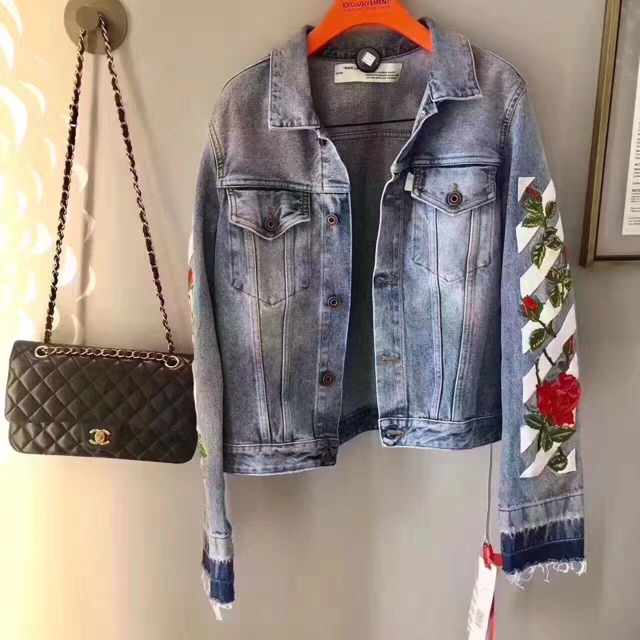 Off white outlet rose denim jacket