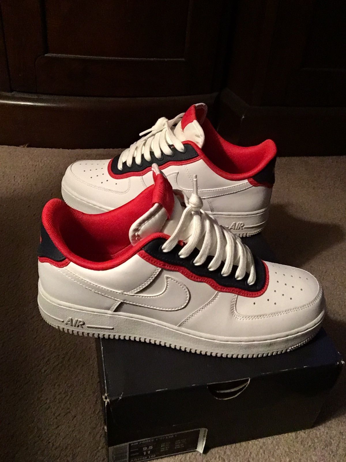 Nike air force 1 low double layer white obsidian red sale