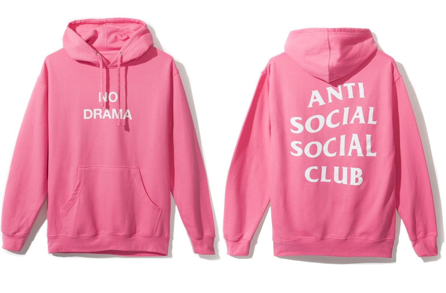 Anti Social Social Club DS ASSC White No Drama Logo Dramatic Pink Hoodie in hand Grailed