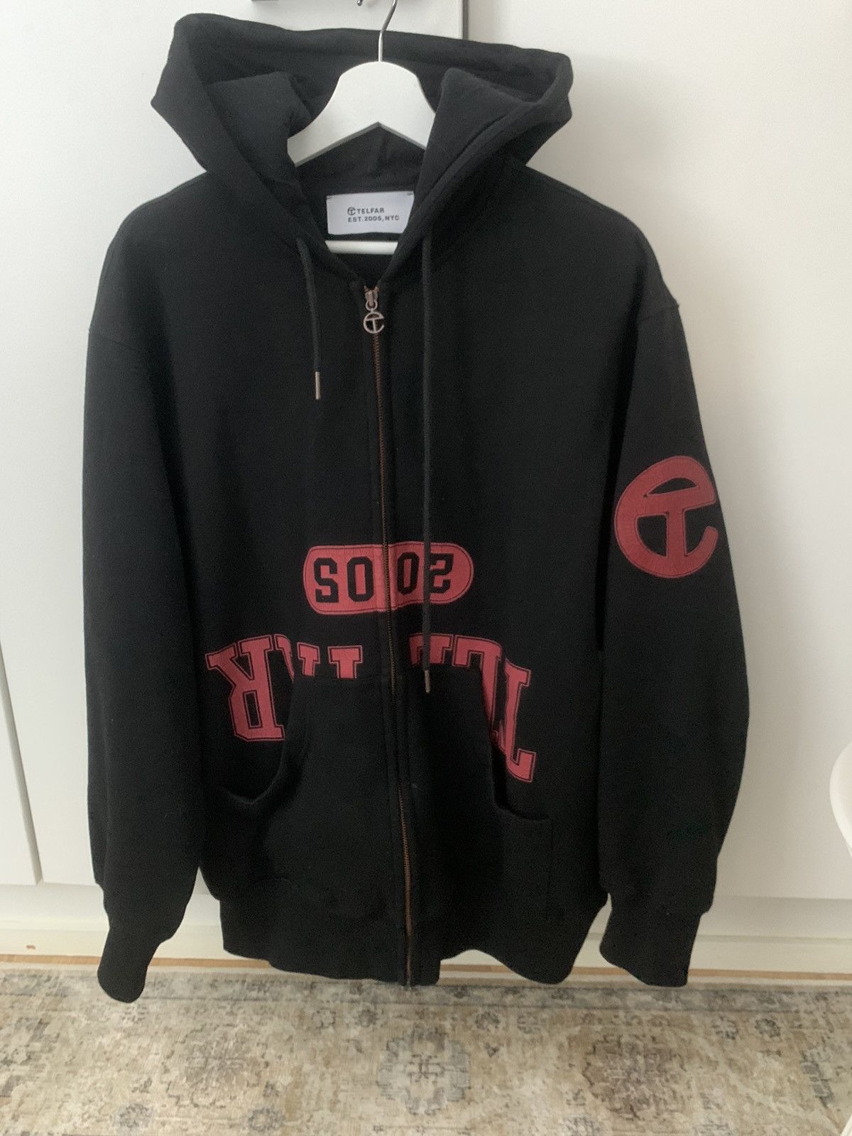 Telfar Zip-up hoodie black | Grailed