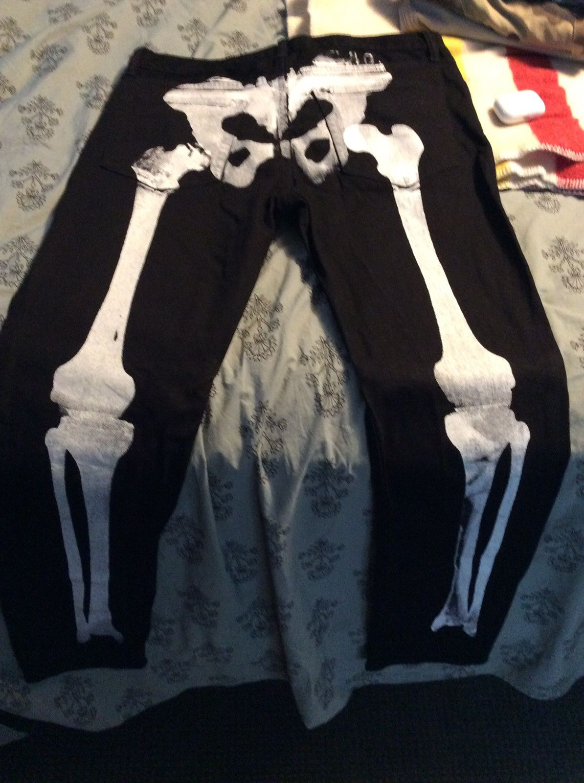 Rhinestone Skeleton Denim Pants
