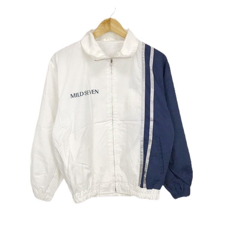 Vintage Vintage Deadstock Mild Seven Sweater Jacket Blue Stripe Size US M / EU 48-50 / 2 - 2 Thumbnail