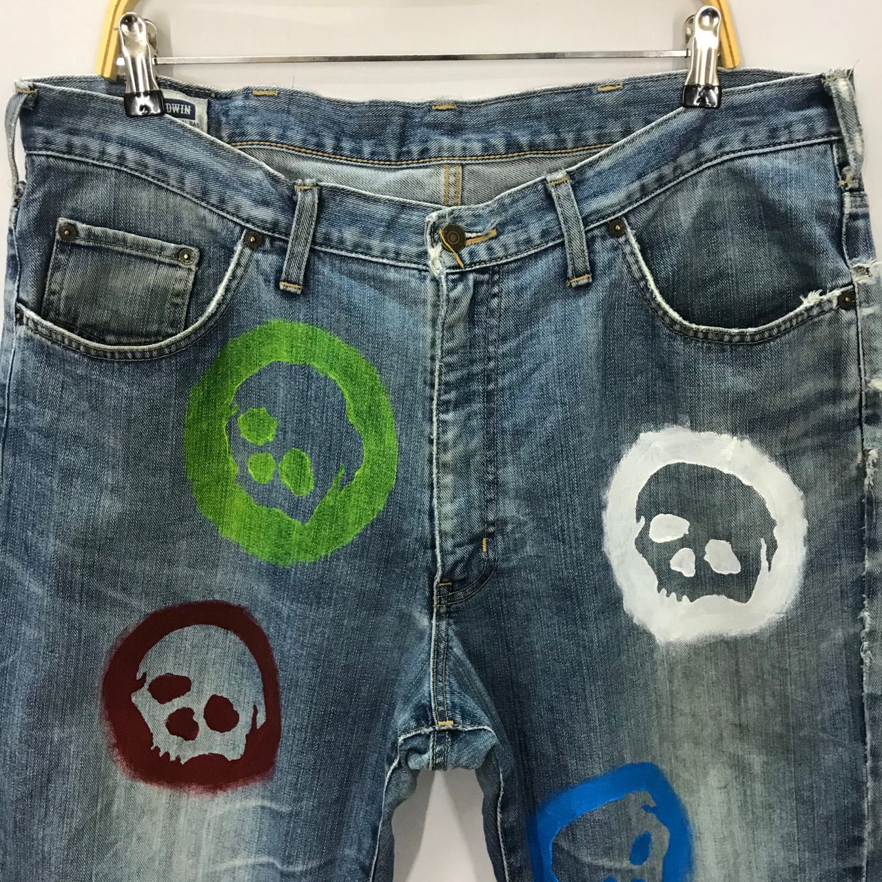 Japanese Brand 🔥Vintage Edwin Art Paints Design Denim Jeans Made in Japan Size US 40 / EU 56 - 4 Thumbnail