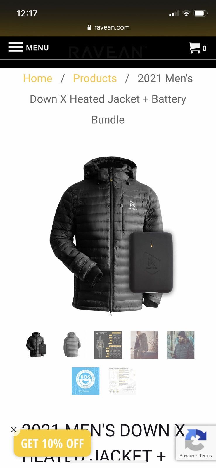 Ravean men's down heated jacket clearance