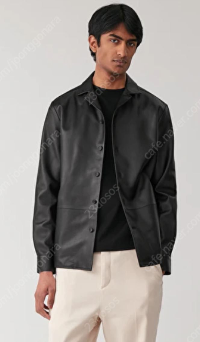 Cos (COS) CAMP COLLAR LEATHER OVERSHIRT | Grailed