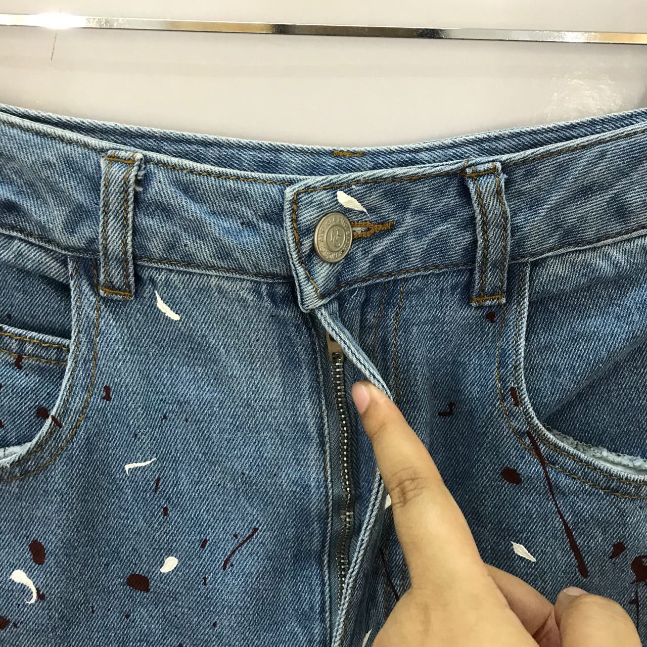 Designer 🔥 Vintage Art Design Paints Buggy Denim Jeans Size 25" / US 0 / IT 36 - 5 Thumbnail