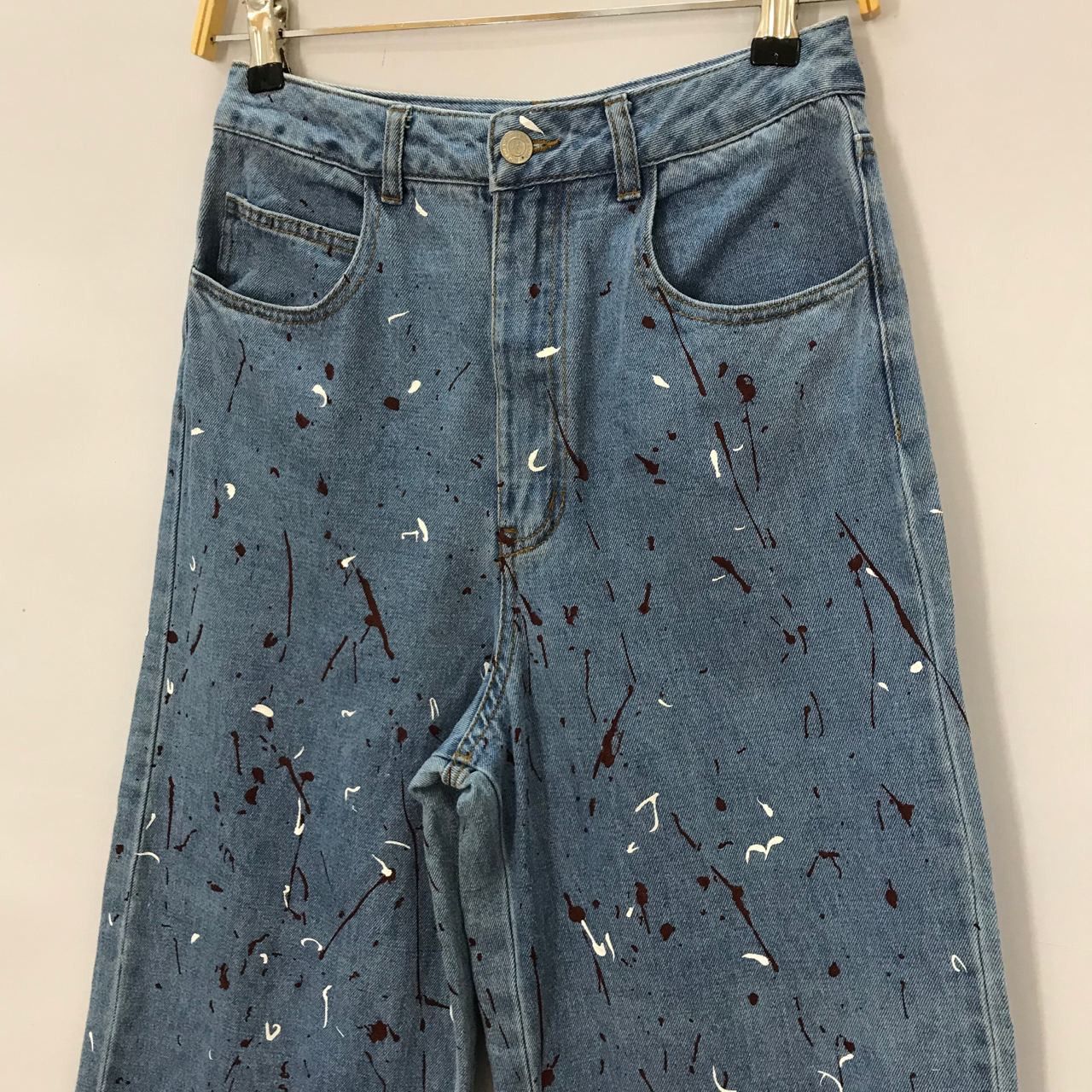 Designer 🔥 Vintage Art Design Paints Buggy Denim Jeans Size 25" / US 0 / IT 36 - 3 Thumbnail