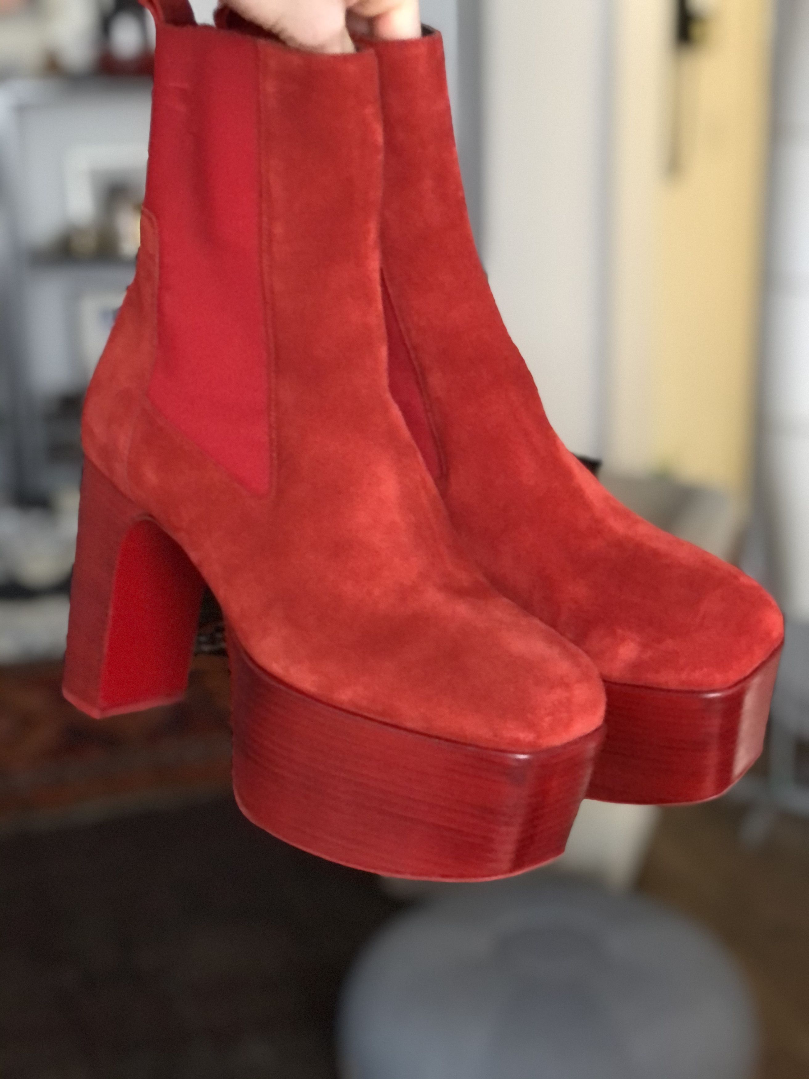 1:1 FW19 Rick Owens Red Suede Kiss Heel