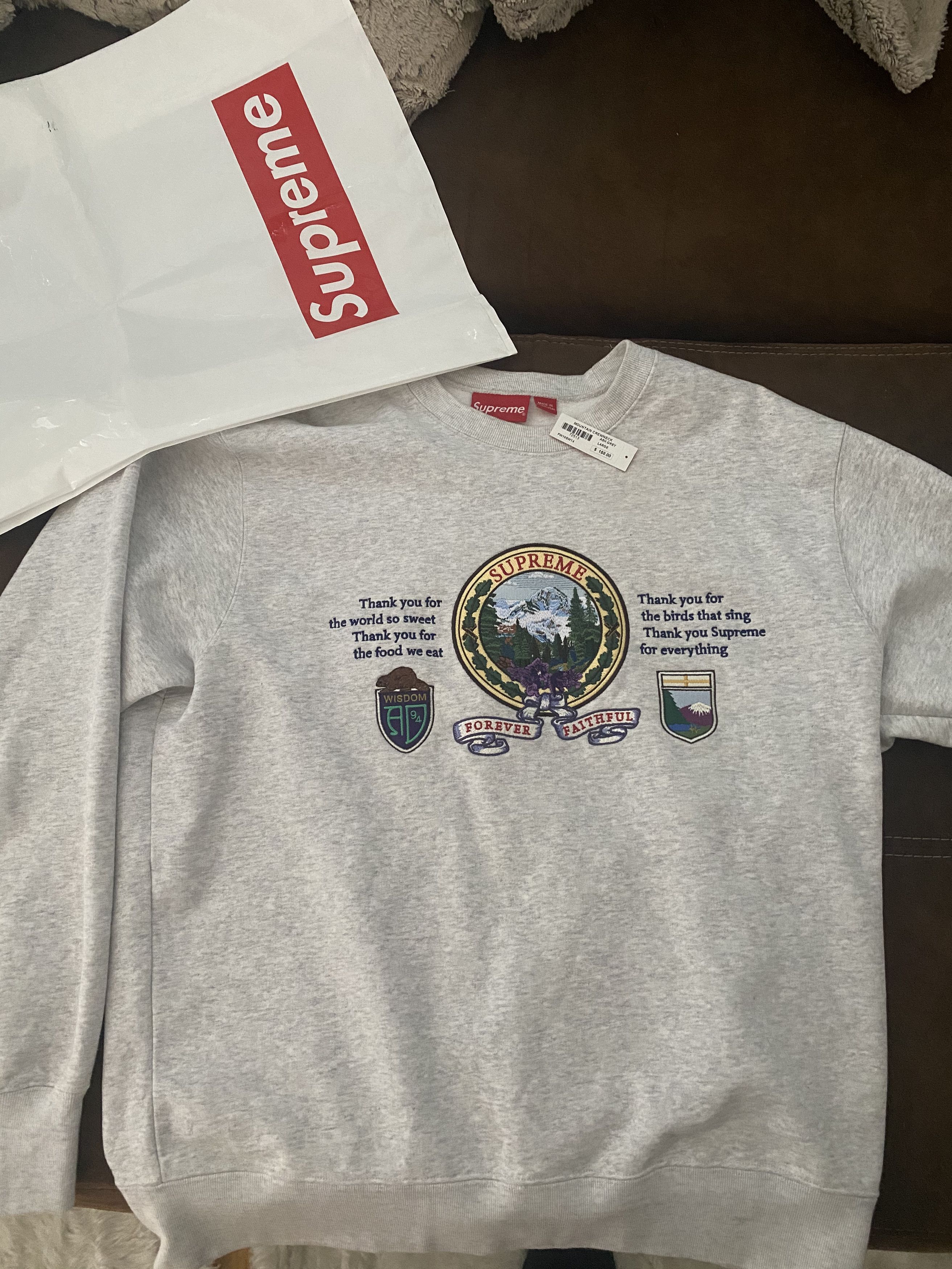 Supreme Supreme Mountain Crewneck Ash Grey | Grailed