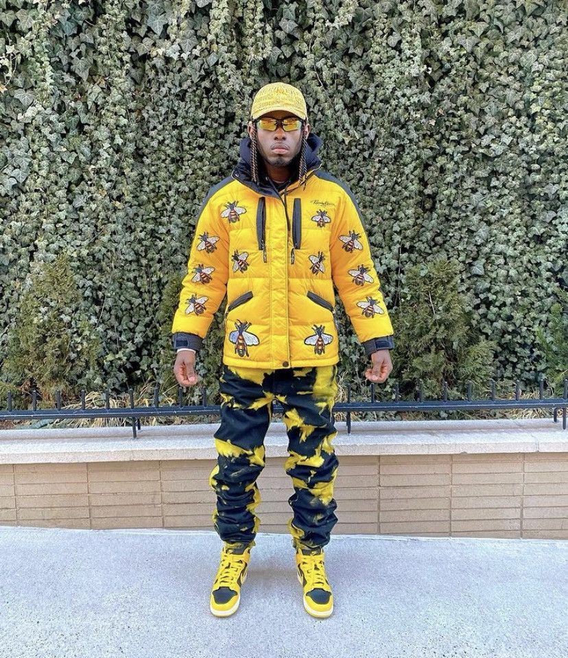 BLACK/ YELLOW STACKED DENIM VLONE DUNK OFF WHITE CHROME