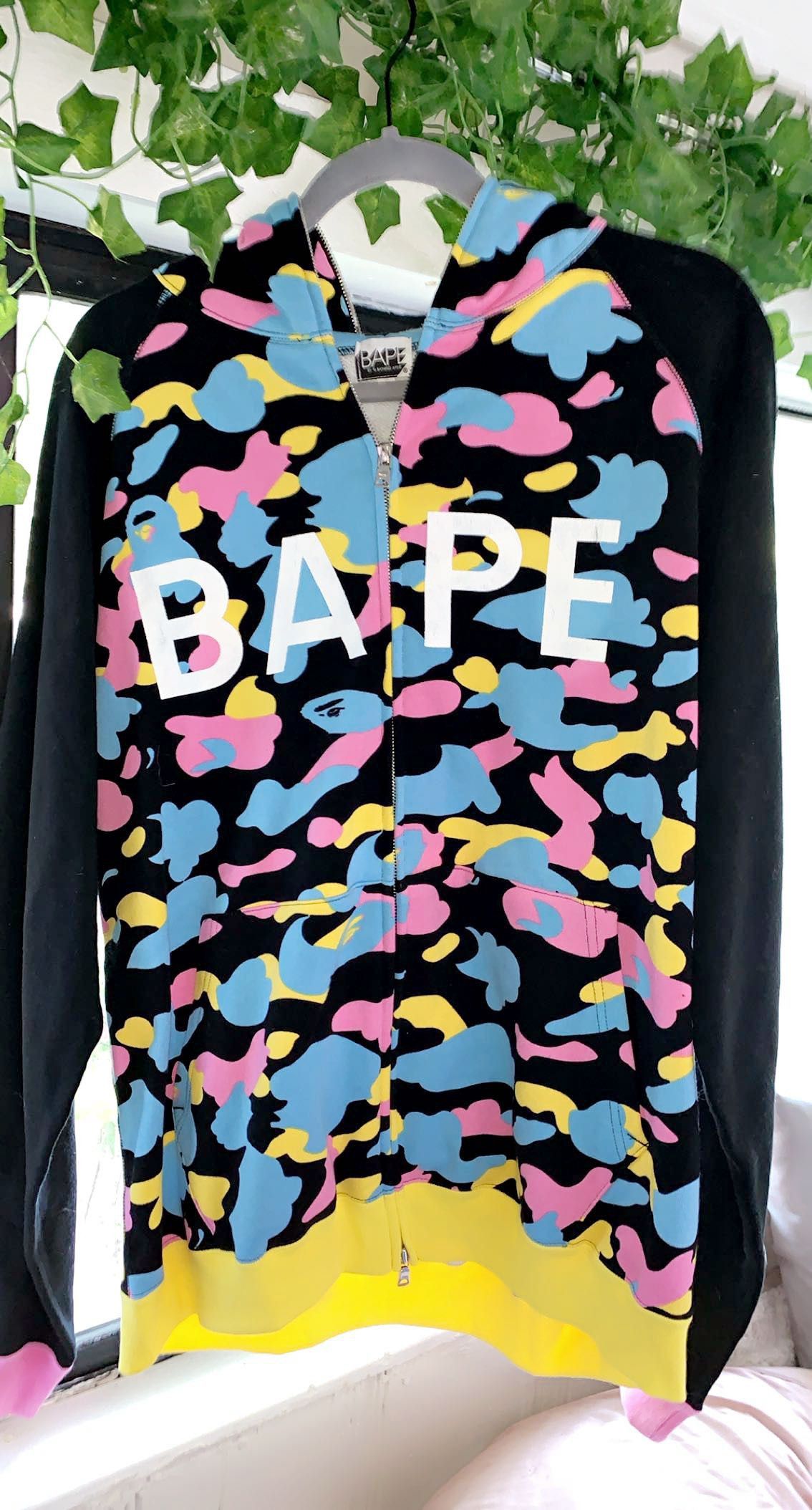 Bape Bape Camo Cotton Candy Black Hoodie Grailed