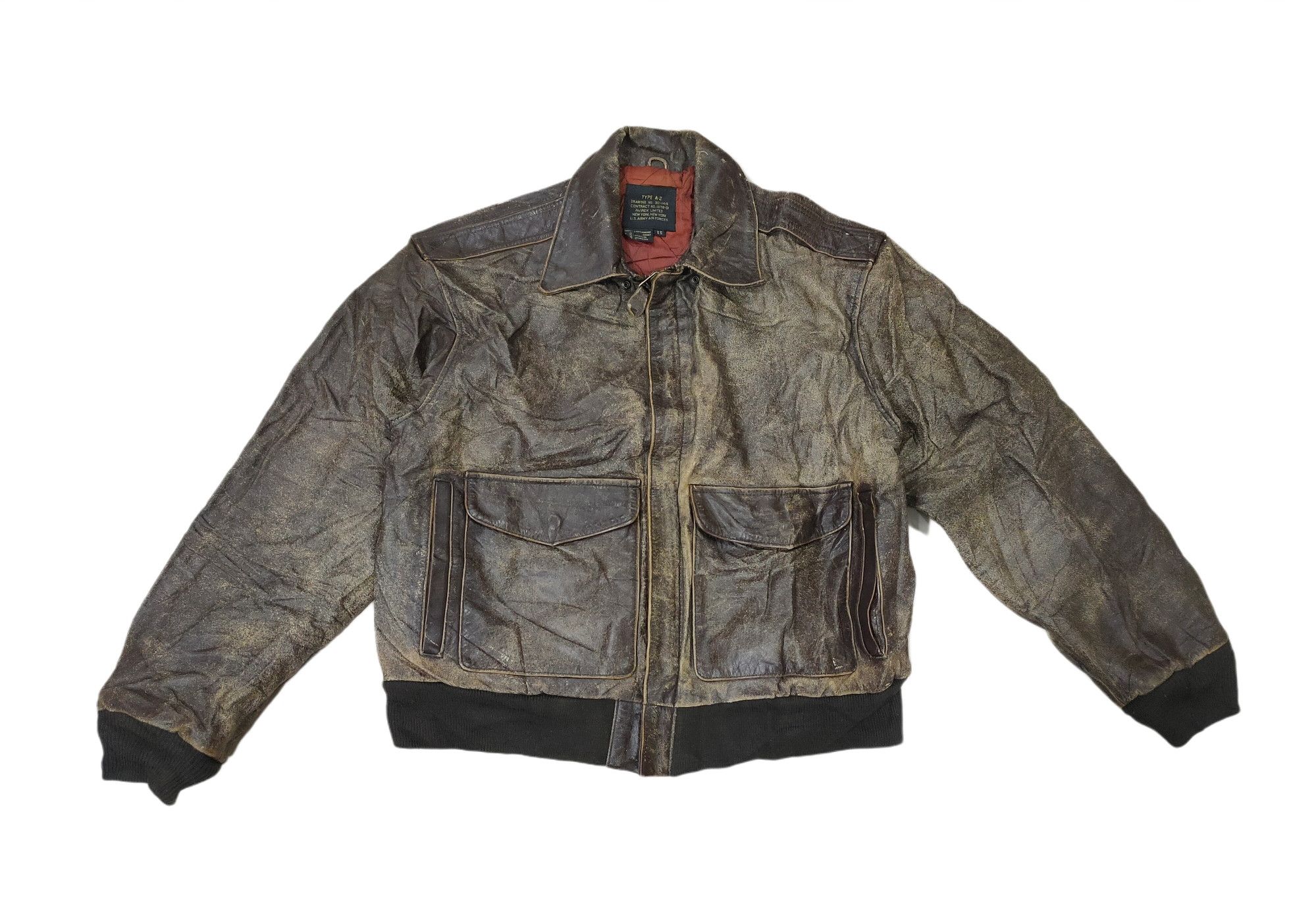 image of A2 Flyers Leather x Avirex Vintage Avirex Type A-2 Us Air Forces Leather Jacket in Brown (Size XS)