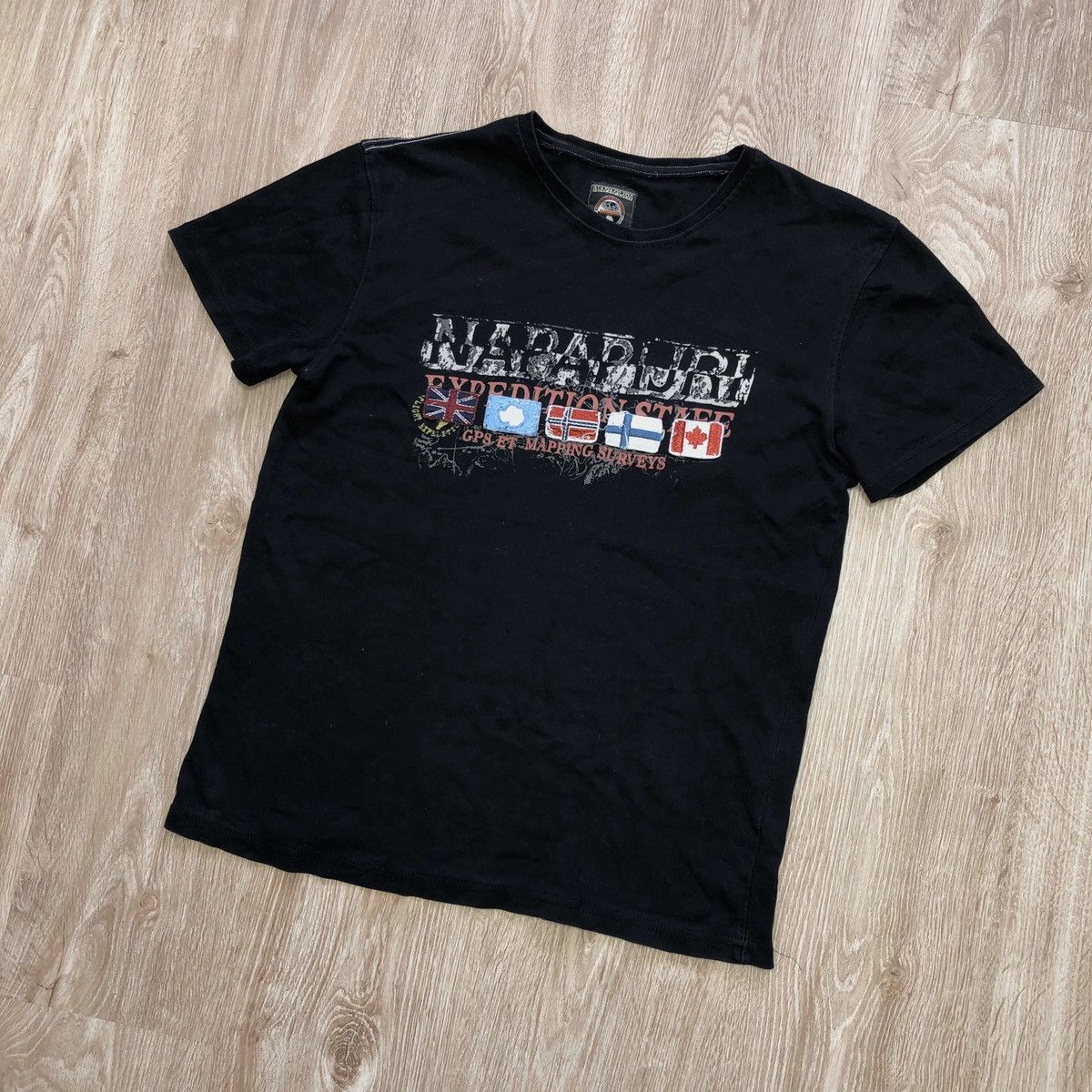 NAPAPIJIRI FREE SHIPPING size L Big Logo T-Shirt Black
