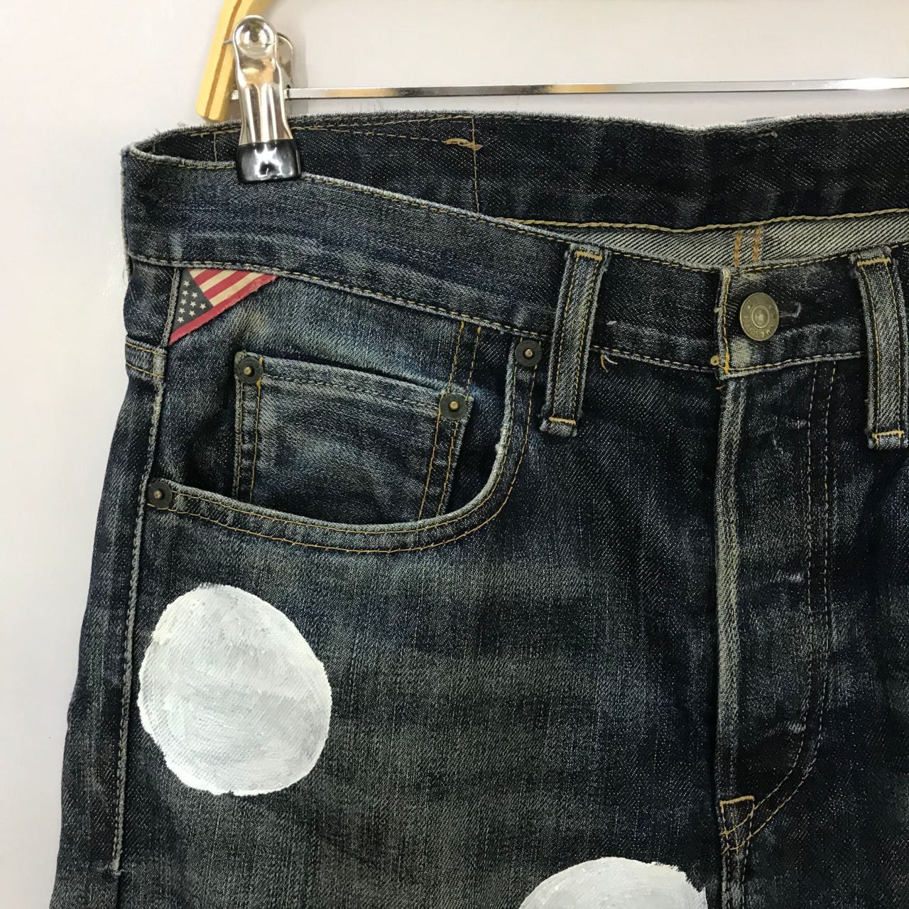 Polo Ralph Lauren 🔥 Vintage Ralph Lauren Art Paint Design Denim Jeans Size US 34 / EU 50 - 4 Thumbnail