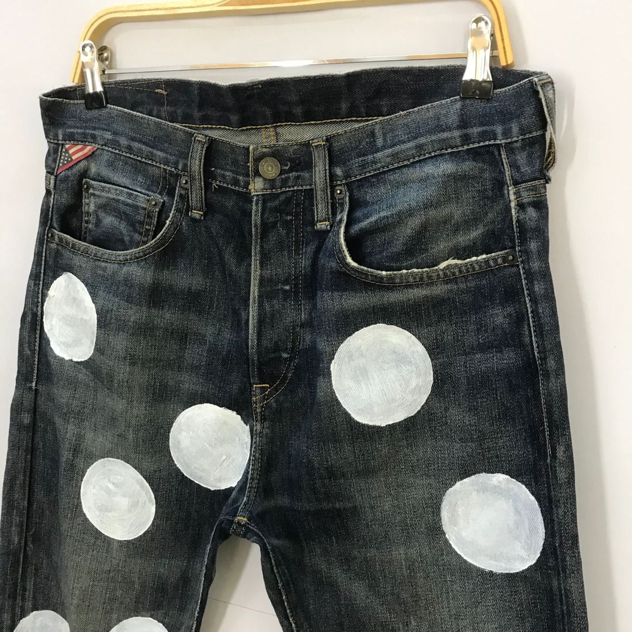 Polo Ralph Lauren 🔥 Vintage Ralph Lauren Art Paint Design Denim Jeans Size US 34 / EU 50 - 3 Thumbnail