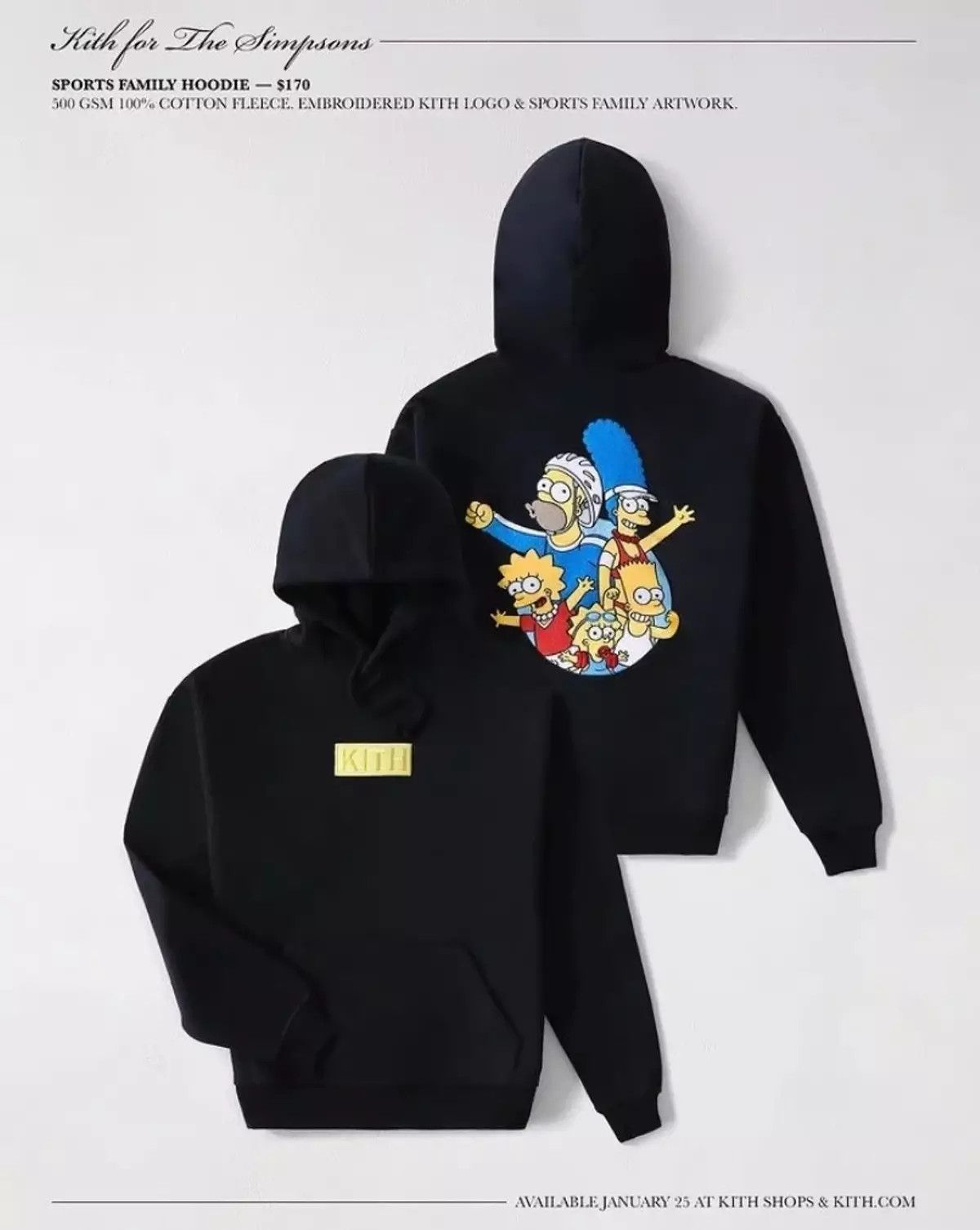 Kith KITH FOR THE SIMPSONS SPORTS FAMILY HOODIE - BLACK - Medium