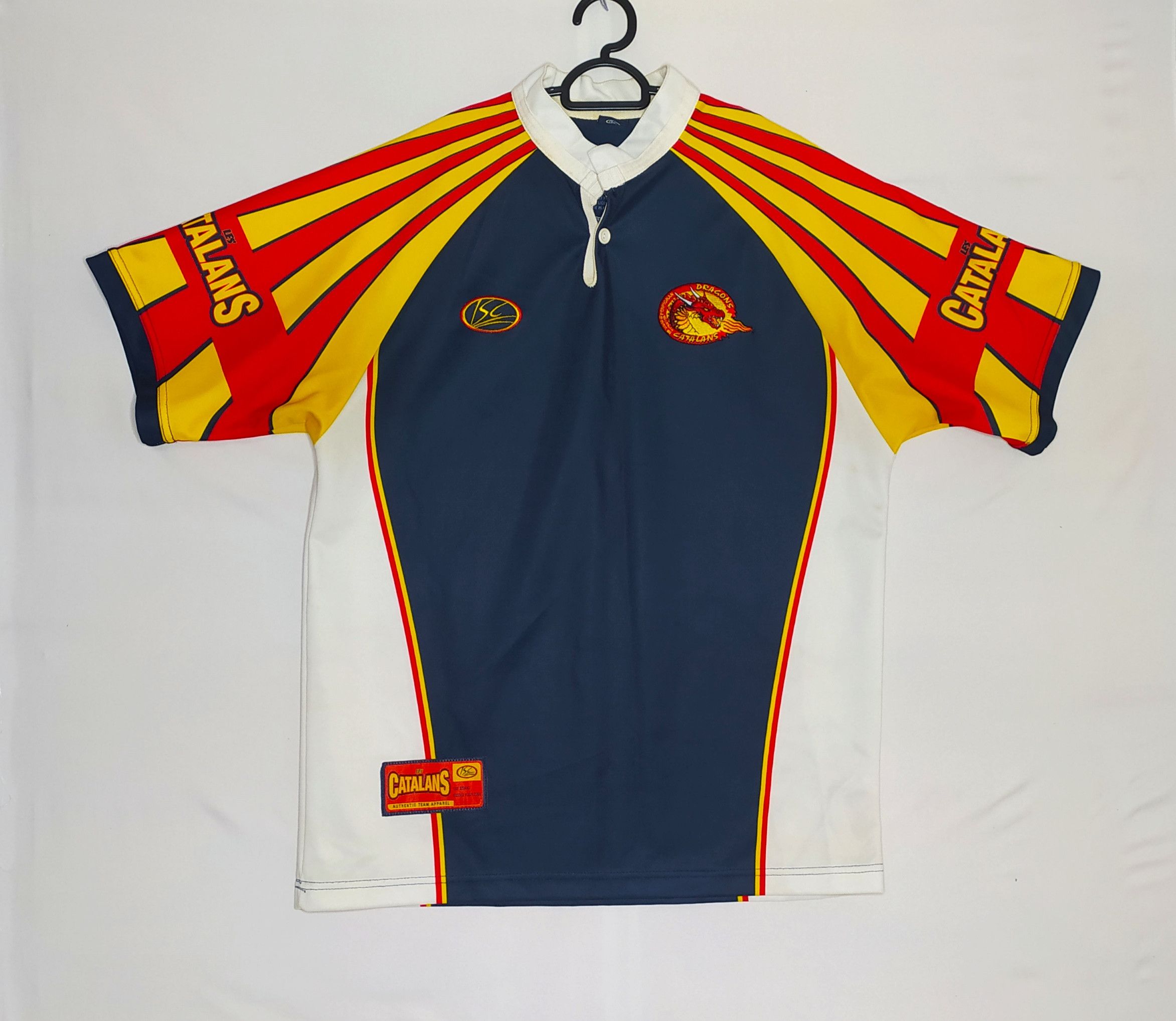 Maillot rugby à XIII DRAGONS CATALANS collector 10 ans shirt gris ISC