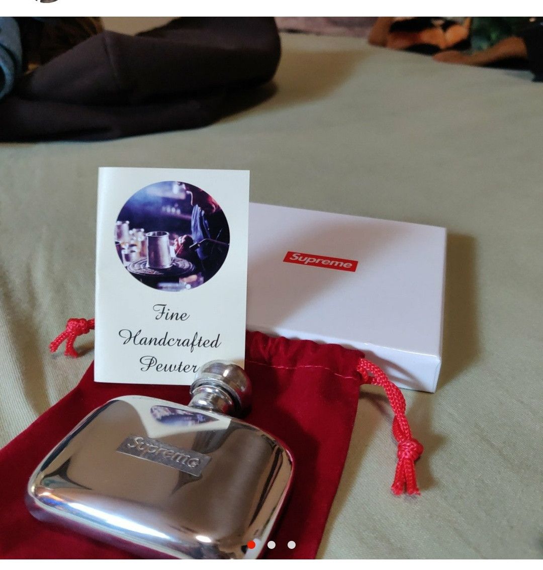 Supreme pewter mini flask Supreme silver pewter flask 1.5 oz capacity Supreme Pewter Mini Flask ピューター ミニ フラスク