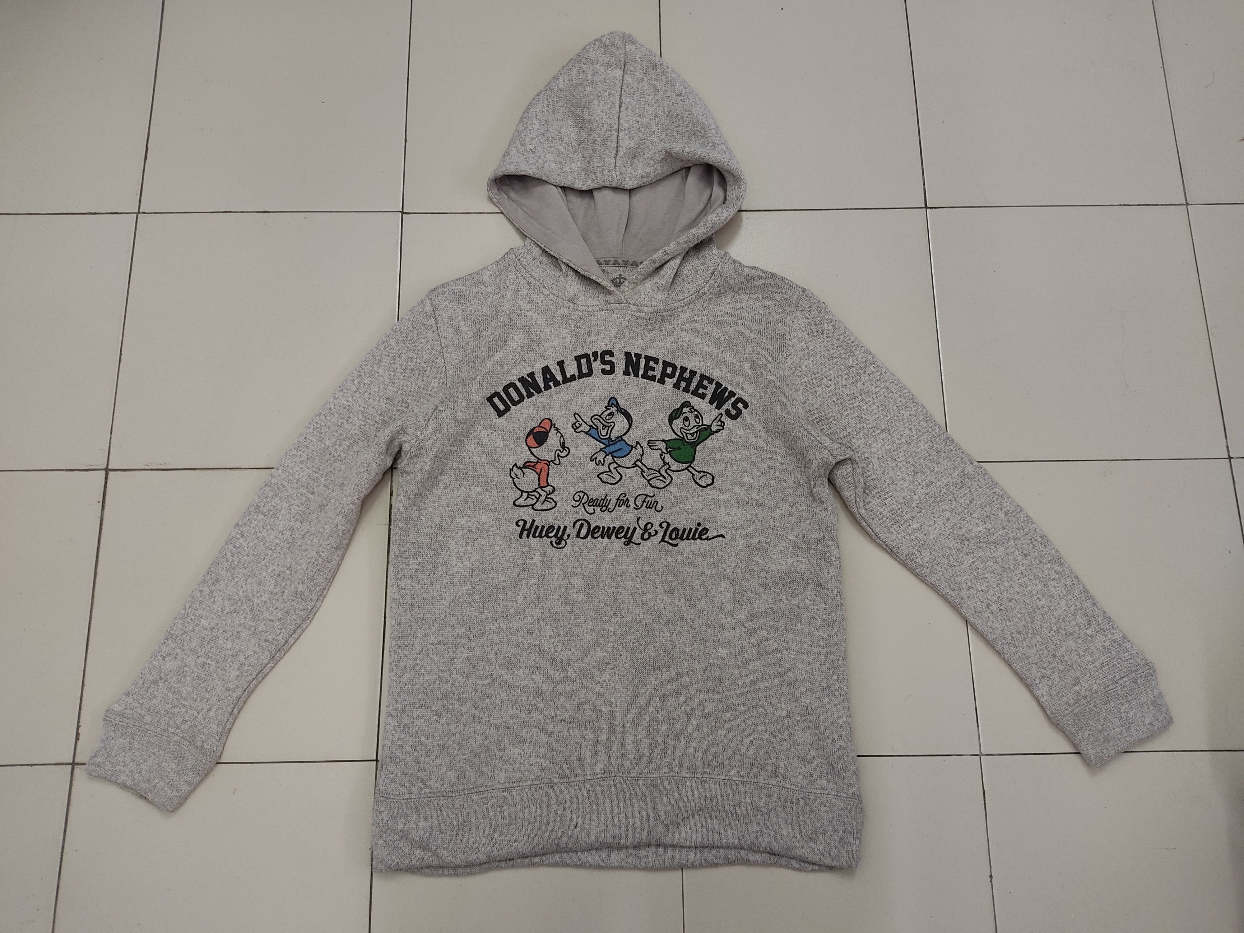 image of Disney Donalds Nephews Sweatshirt Hoodie in Gray/White, Men's (Size Medium)
