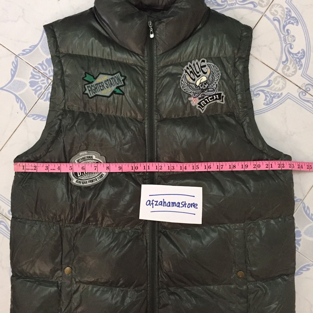 Japanese Brand Blue Rich Vest Puffer With Patches Size US L / EU 52-54 / 3 - 17 Thumbnail