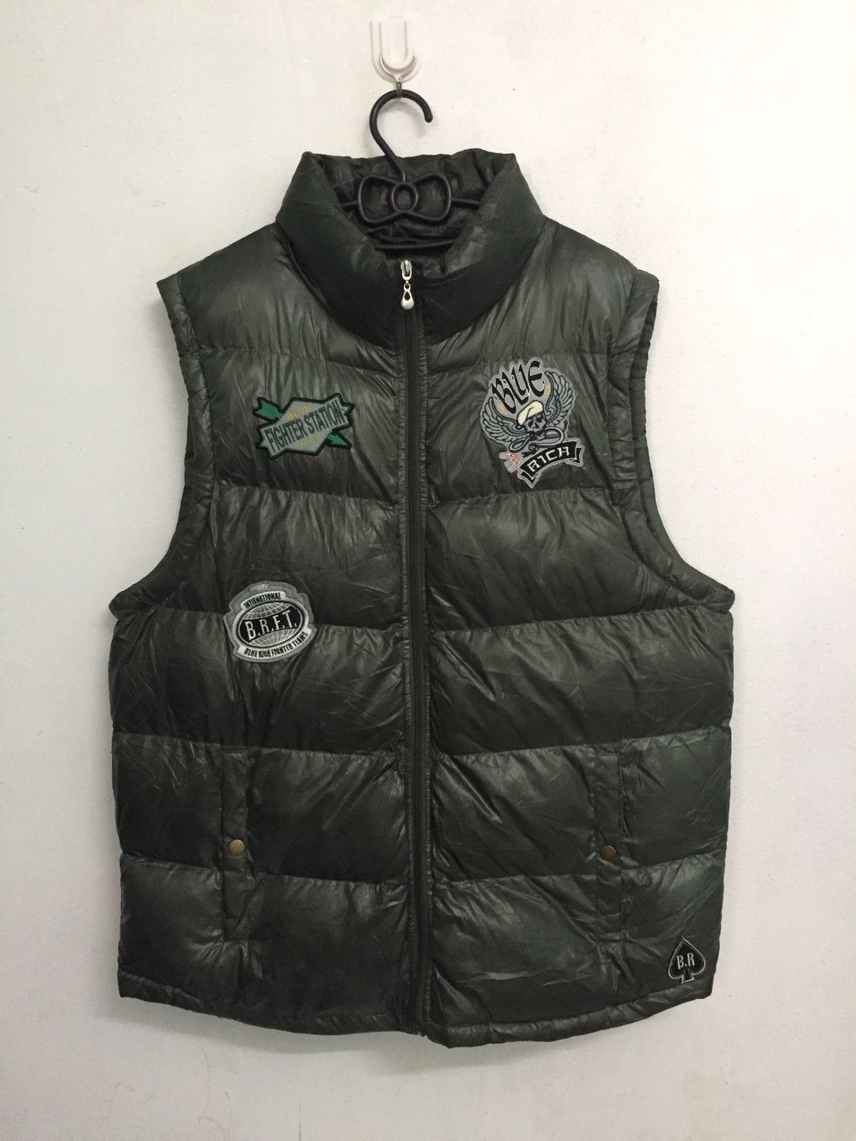 Japanese Brand Blue Rich Vest Puffer With Patches Size US L / EU 52-54 / 3 - 1 Thumbnail