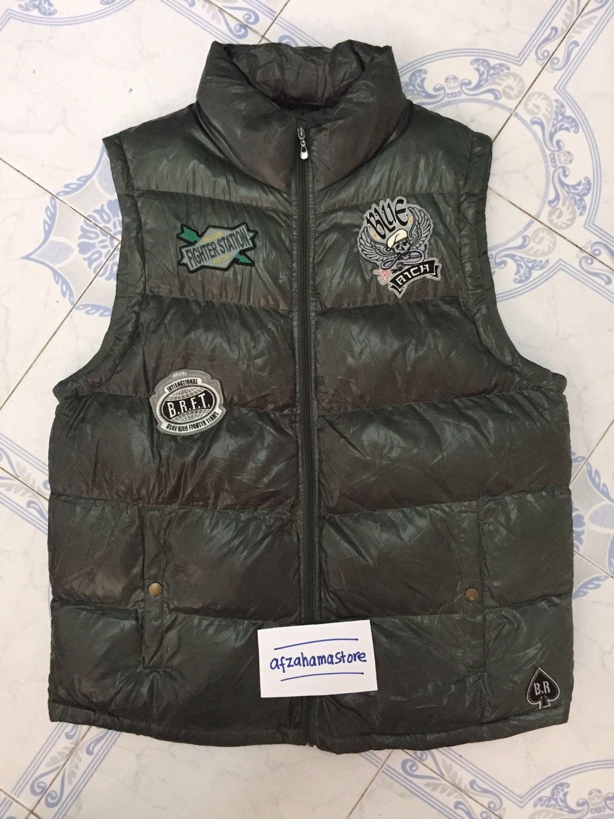 Japanese Brand Blue Rich Vest Puffer With Patches Size US L / EU 52-54 / 3 - 11 Thumbnail