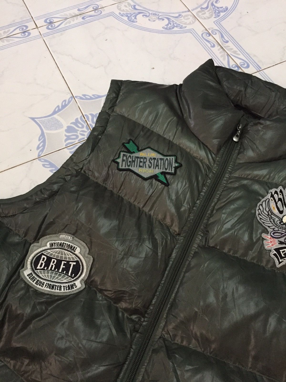 Japanese Brand Blue Rich Vest Puffer With Patches Size US L / EU 52-54 / 3 - 12 Thumbnail
