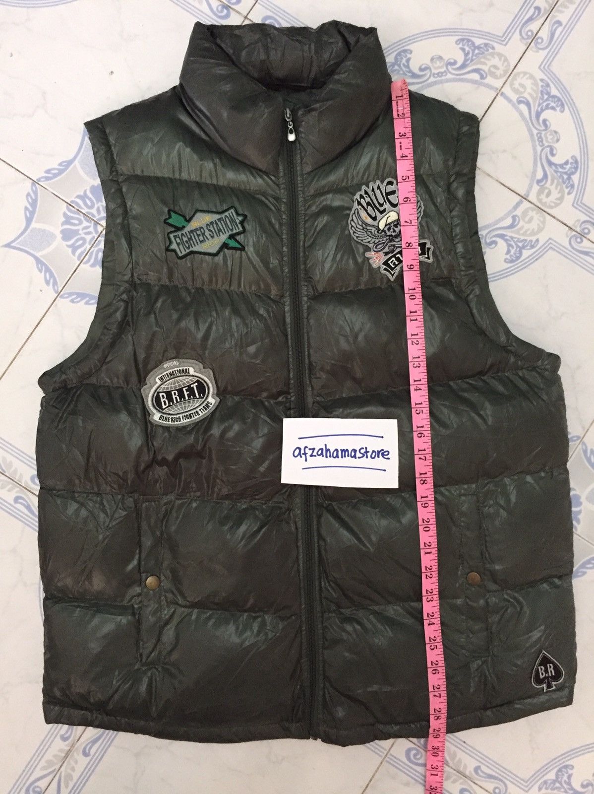 Japanese Brand Blue Rich Vest Puffer With Patches Size US L / EU 52-54 / 3 - 18 Thumbnail