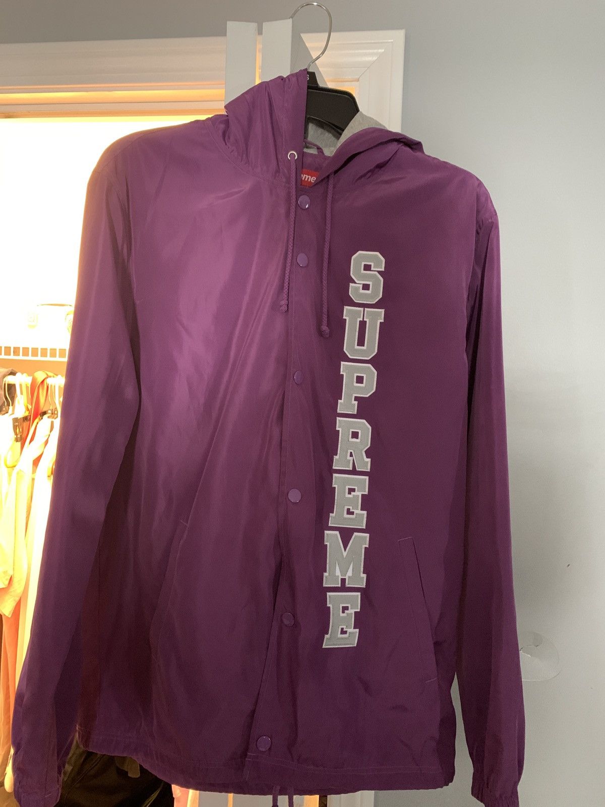Supreme Supreme Vertical Logo Hooded Coaches Jacket - SS17 | Grailed