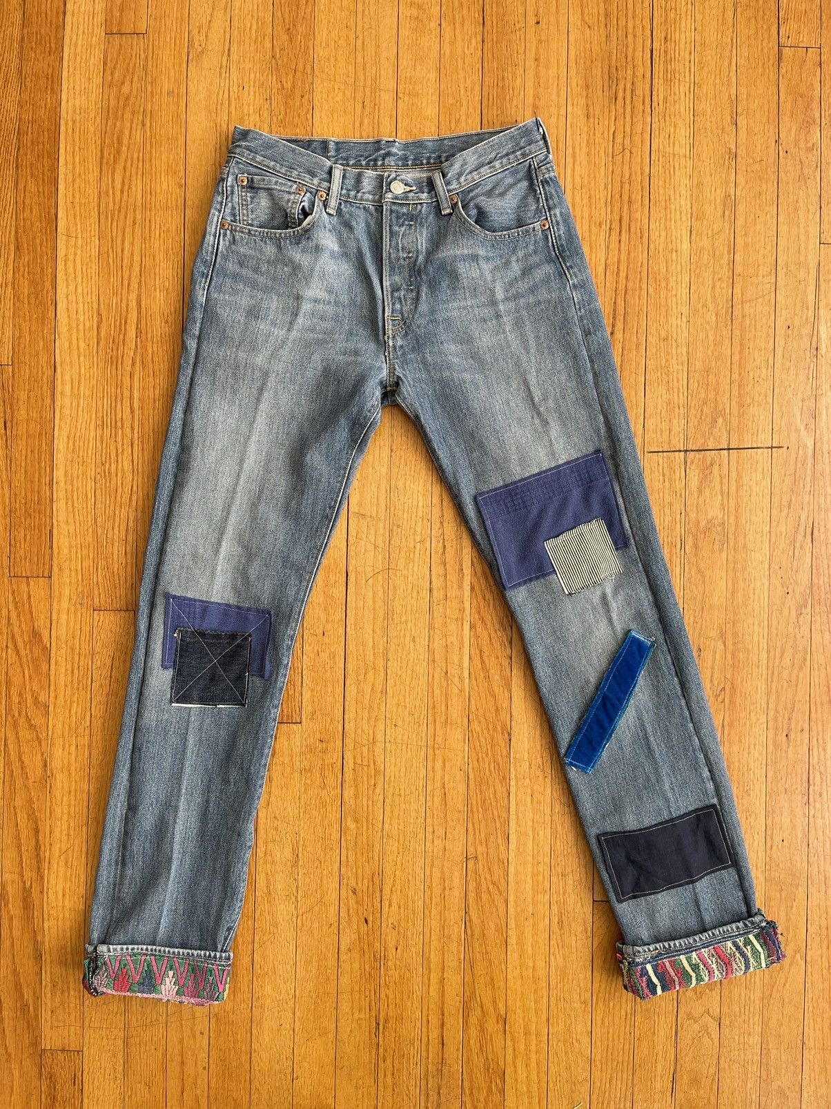 Vintage Custom Patchwork Levi’s 501 Denim Jeans Kurt Cobain 30 x 33 ...