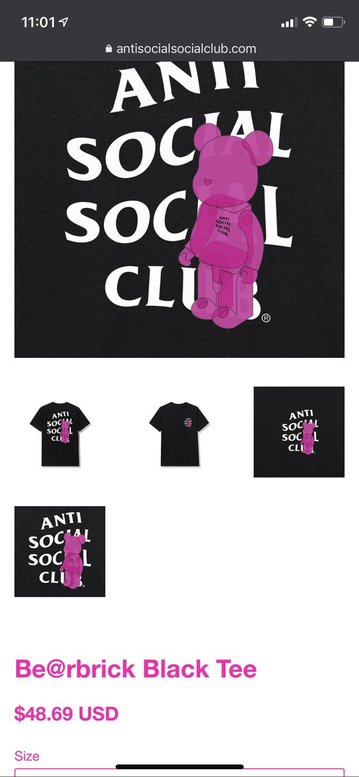 Anti Social Social Club × Hype × Medicom Bearbrick ASSC x BE