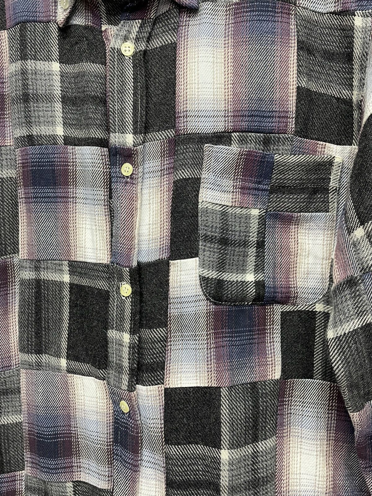 Designer × Japanese Brand × Vintage PUNAH PLUS Patchwork Checkered Button Down Flannel Shirt Size US M / EU 48-50 / 2 - 2 Thumbnail