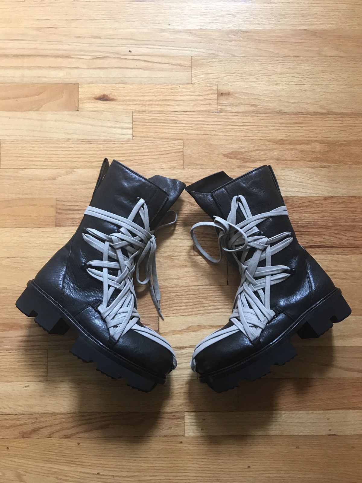 Rick Owens Rare Black Megalace Megatooth Army Boots | Grailed