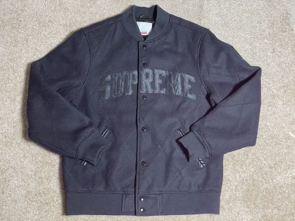 Supreme F/W '15 Supreme Harlequin Wool Varsity Jacket Black | Grailed