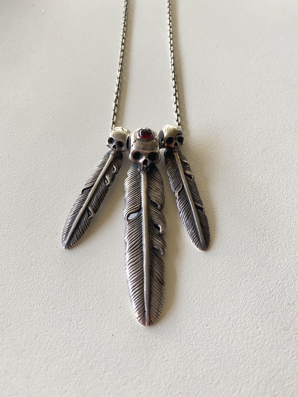 Magical Design × Number (N)ine AW2005 .950 Silver Skull Feather Necklace Size ONE SIZE - 5 Thumbnail