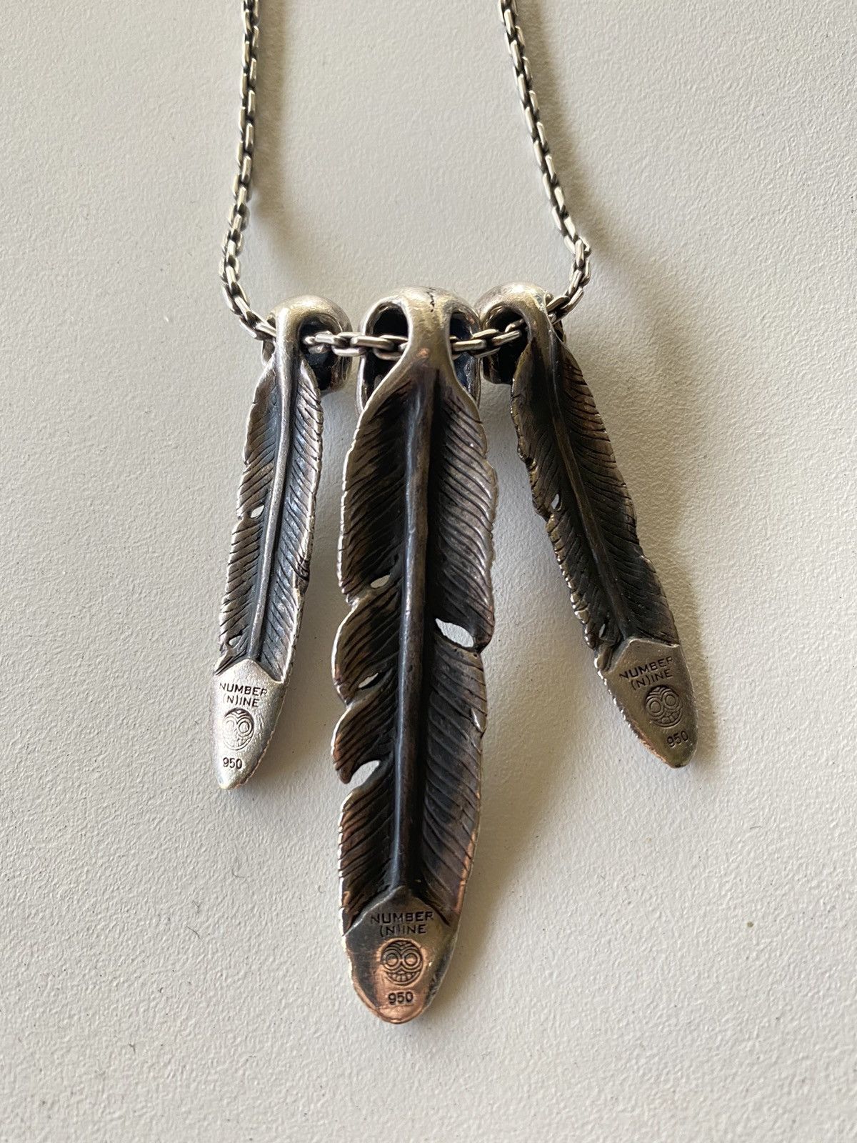 Magical Design × Number (N)ine AW2005 .950 Silver Skull Feather Necklace Size ONE SIZE - 6 Thumbnail