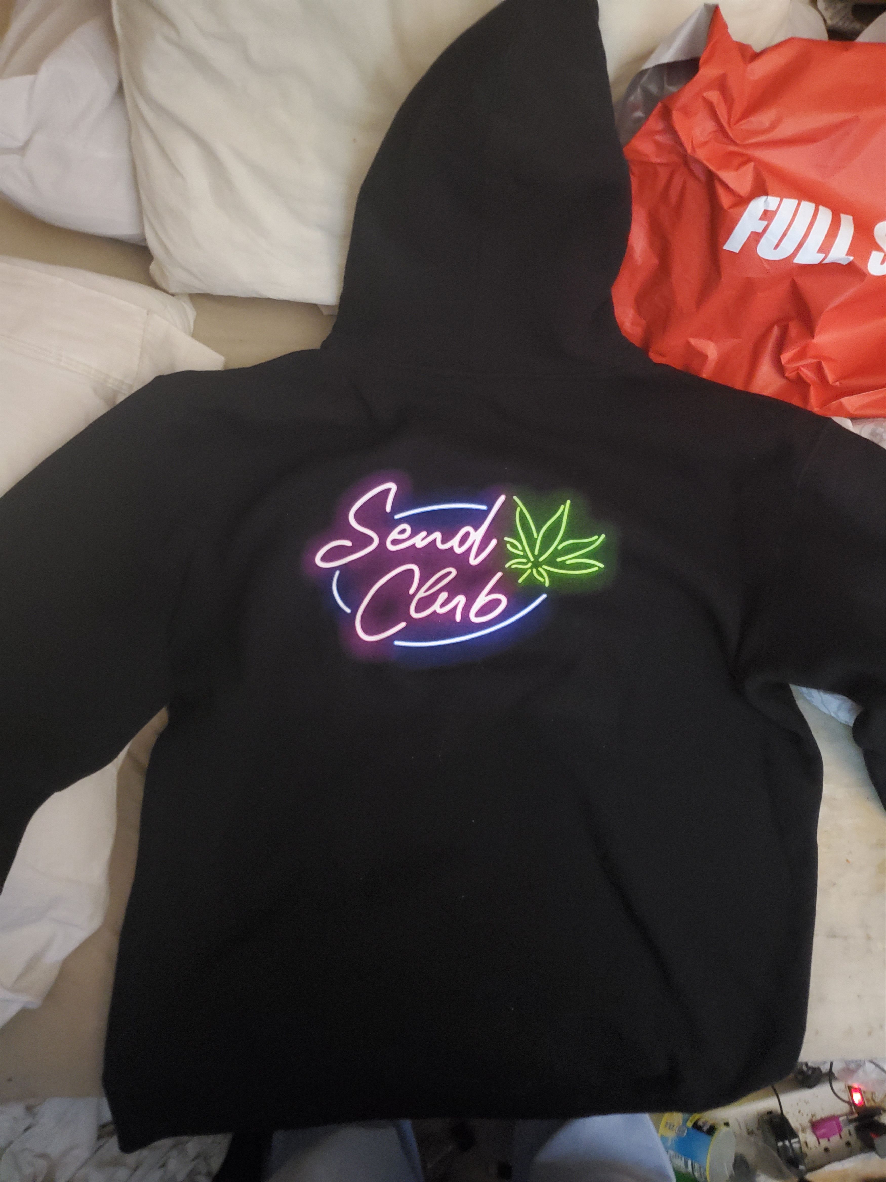 Full Send Nelk Boys-Send Club Neon Weed Hoodie Rare Merch