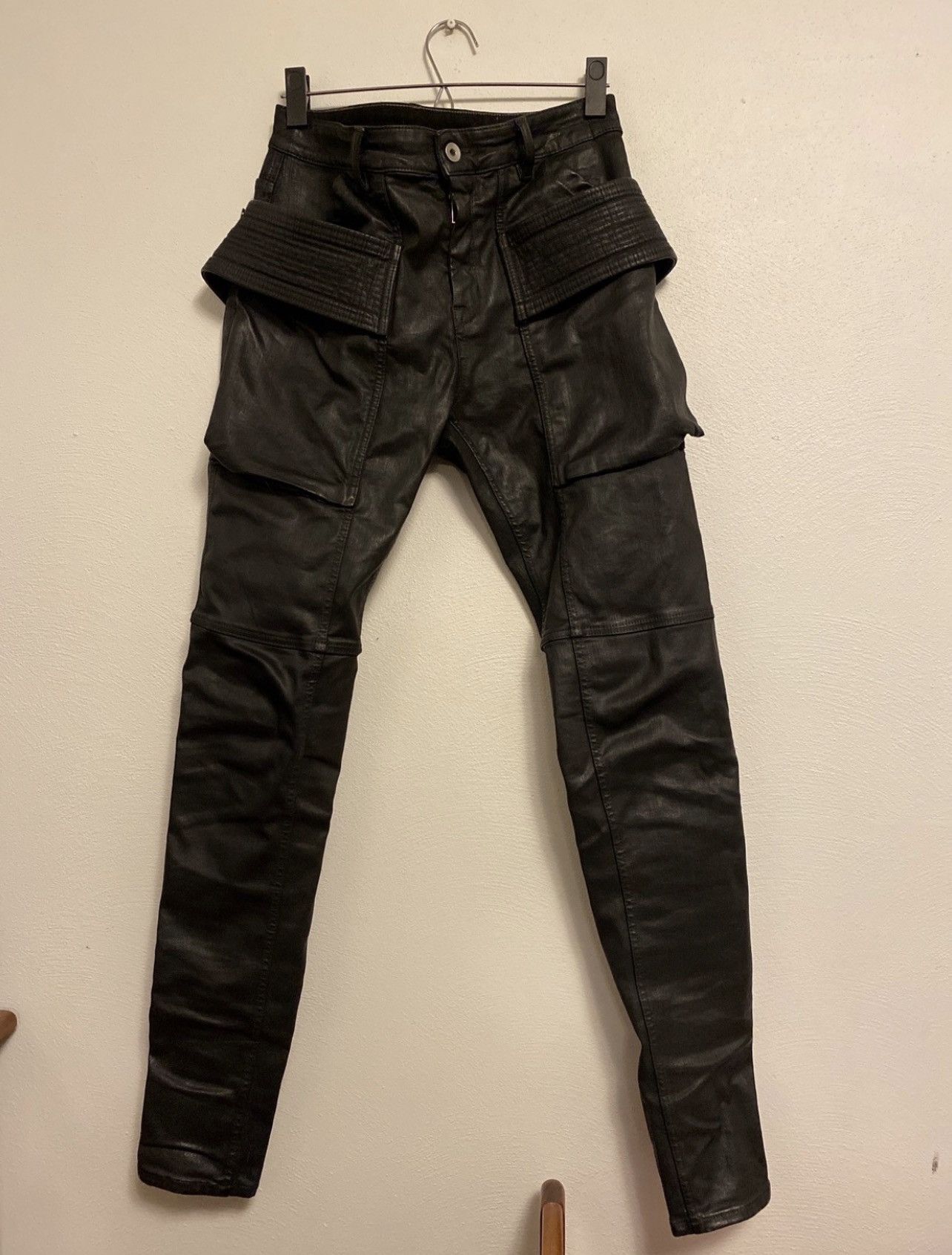 Rick Owens Black heavy waxed Easy Creatch Jeans | Grailed