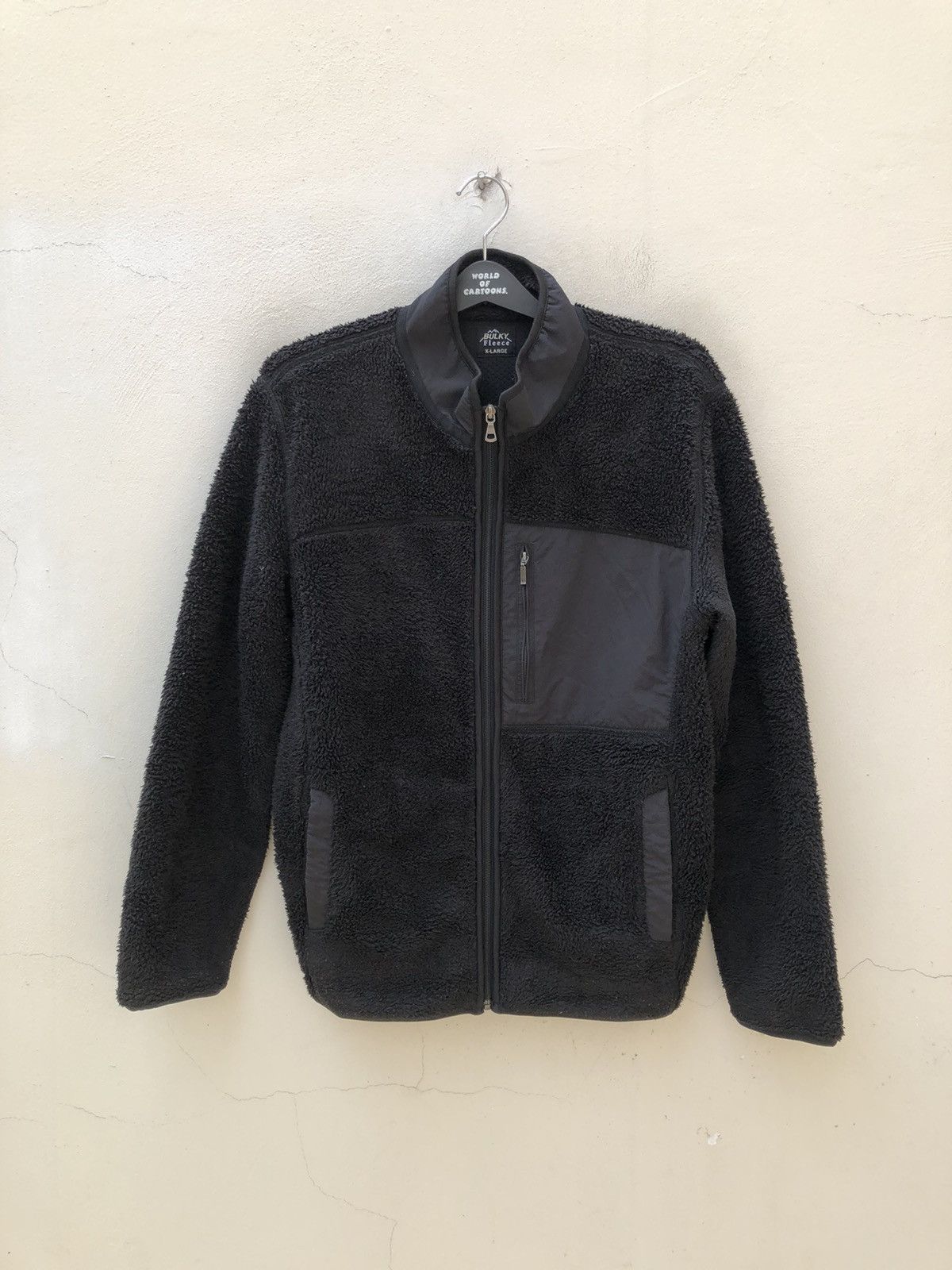Vintage Uniqlo Black Bulky Fleece Zipper Jacket