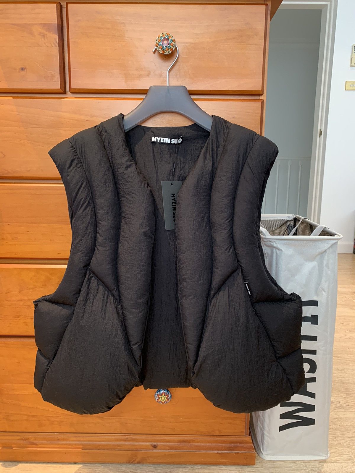image of Hyein Seo Gaiter Puffer Vest Fw20 (Size 2) in Black, Men's (Size Medium)