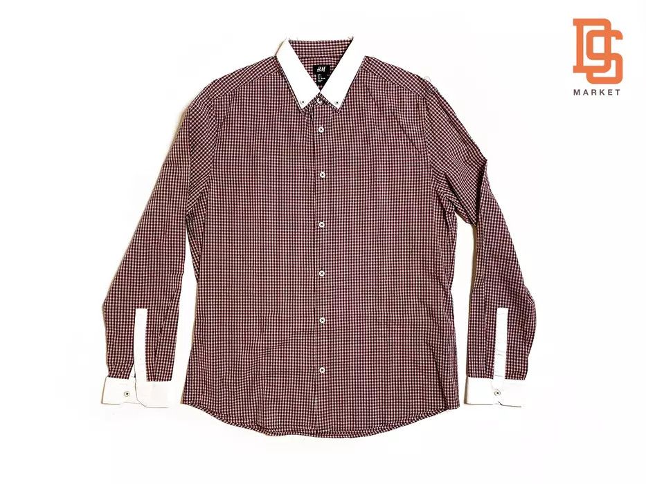 H&M H&M LONG SLEEVE SHIRT RED LARGE BUTTON DOWN WHITE COLLAR Size US L / EU 52-54 / 3 - 1 Thumbnail