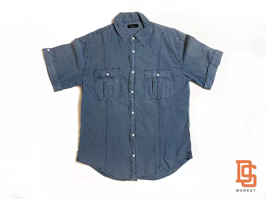 Zara ZARA MAN STRIPED SHORT SLEEVE SHIRT XL NAVY BLUE Size US XL / EU 56 / 4 - 1 Thumbnail