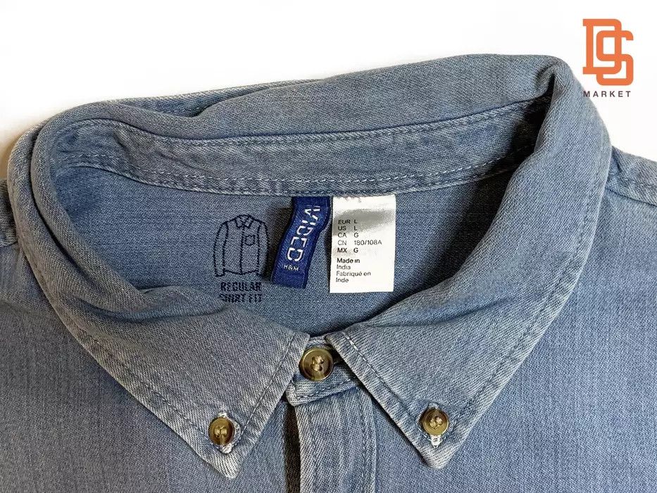 H&M H&M LONG SLEEVE STRIPED DENIM CHAMBRAY SHIRT LARGE BLUE Size US L / EU 52-54 / 3 - 3 Thumbnail