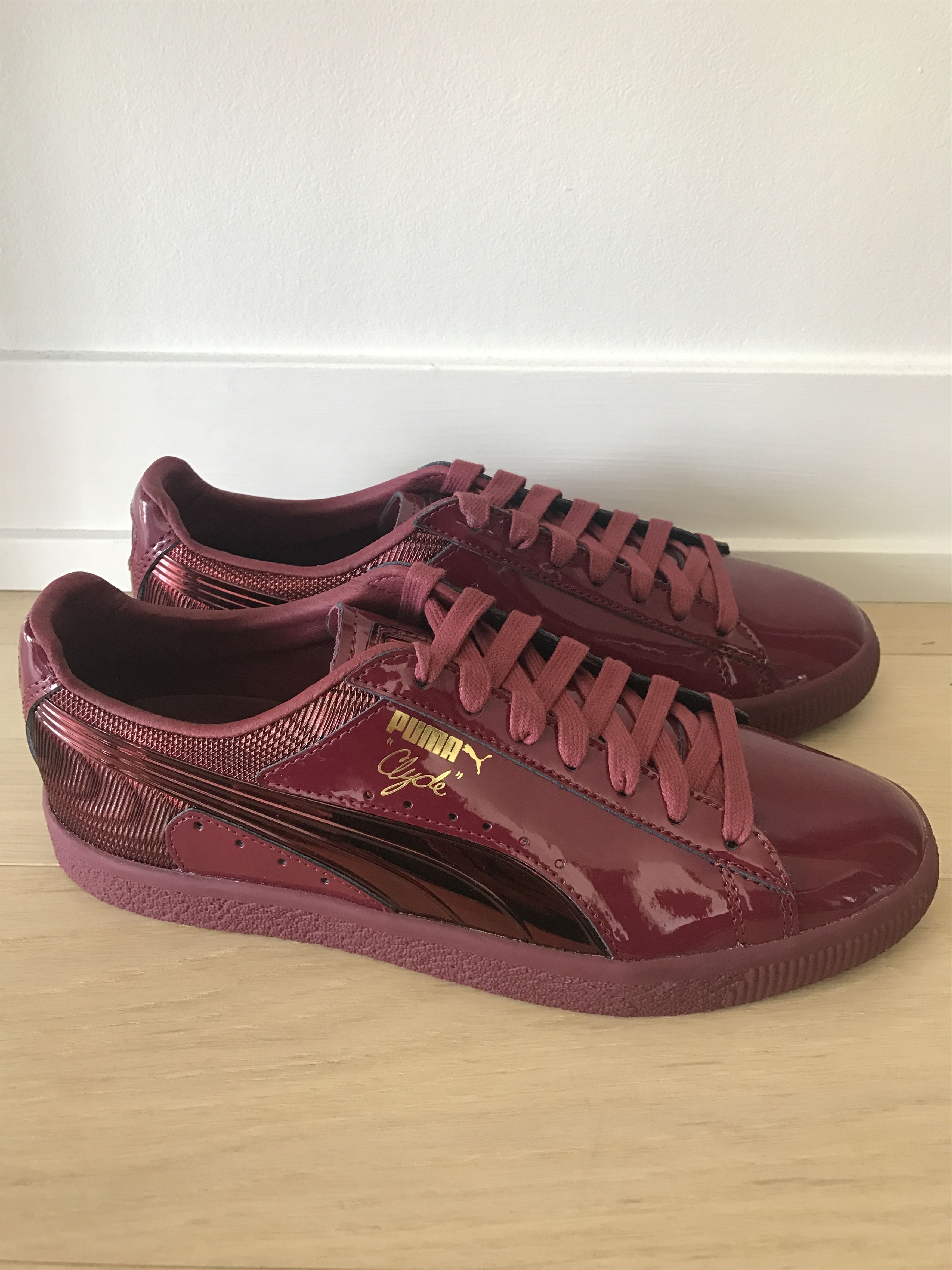 Puma PUMA CLYDE Wraith pack Burgundy Patent Leather Sneakers Grailed