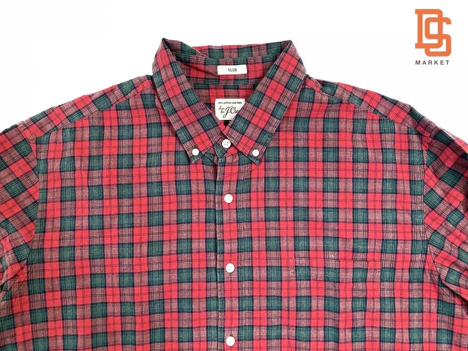 J.Crew J. CREW FLANNEL PLAID BUTTON DOWN SHIRT L/S RED XL SLIM Size US XL / EU 56 / 4 - 1 Thumbnail